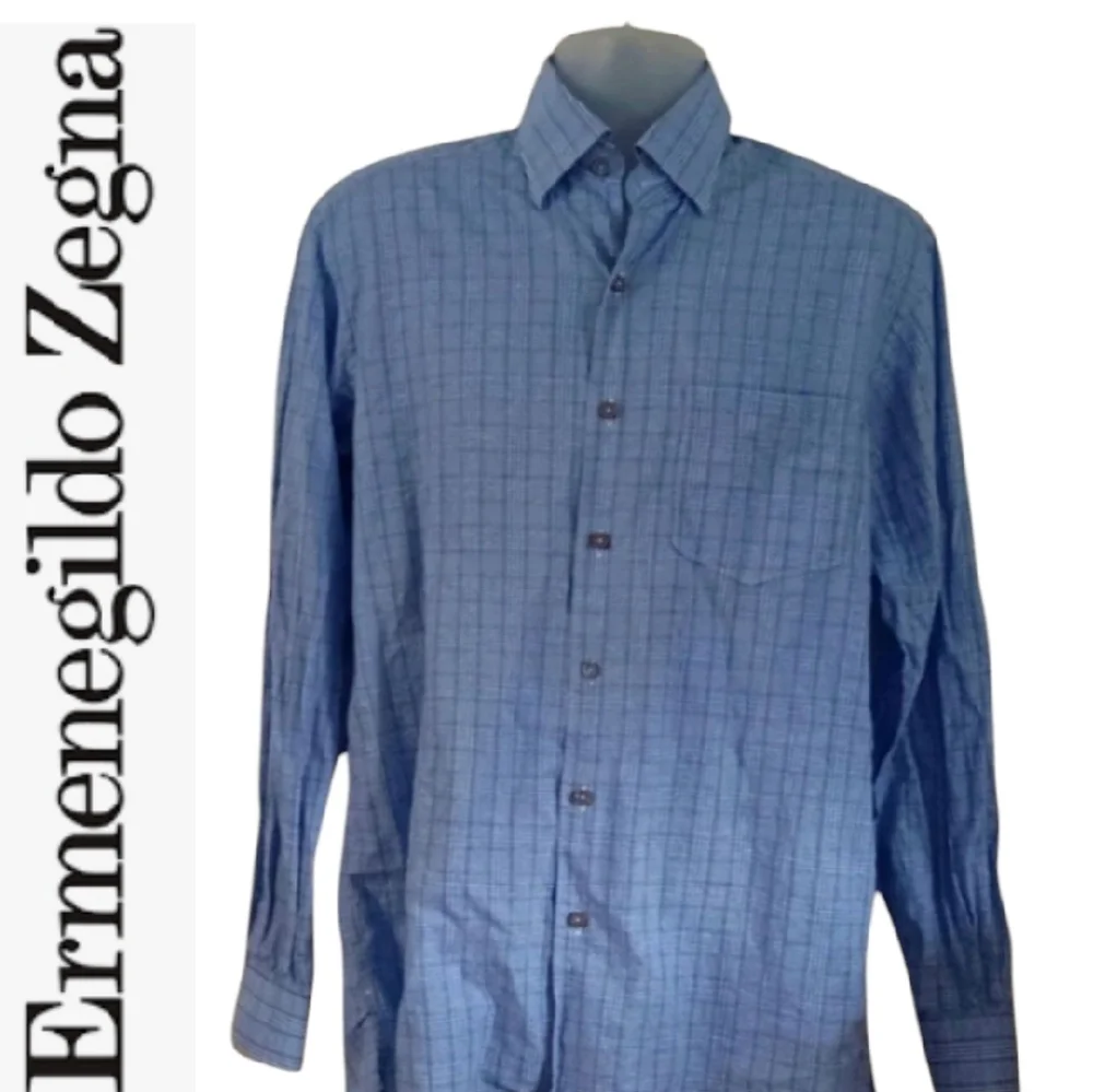 Ermenegildo Zegna Blue Stripe Men's Shirt. Medium.